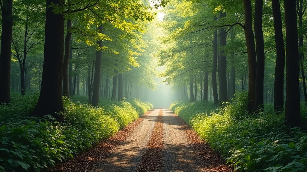 A path splitting into two different directions in a forest, symbolizing a career choice.
